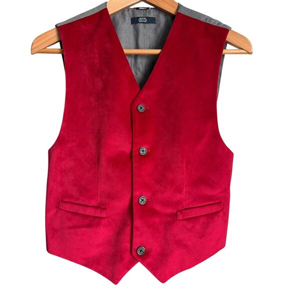 Tommy Hilfiger Boys 14 Red Velvet Vest Khaki Pants Set Preppy Holiday Outfit - Picture 3 of 16